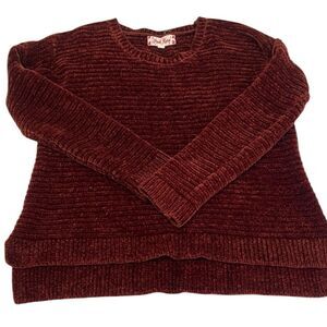 Pink Rose szM rust brown colored super soft ribbed sweater longer in back EUC